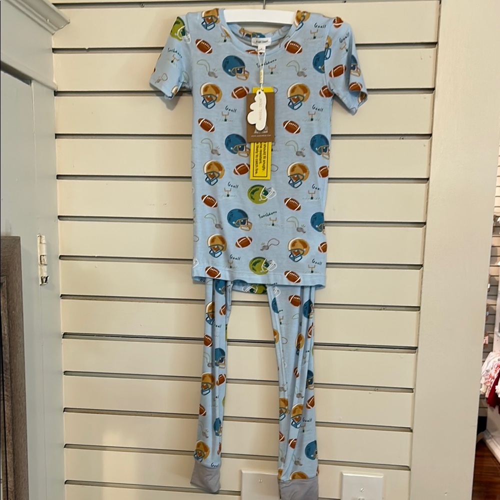 Angel Dear Blue Football Print Top